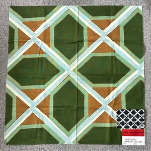 Robert Allen Fabric Sample Remnant Coco Malachite Mod Color Geometric Green Blue